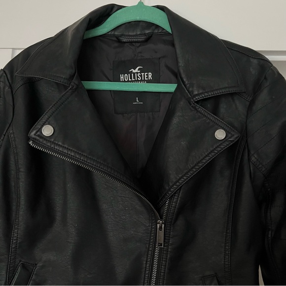 Hollister womens faux leather jacket, black, size large - Picture 2 of 4